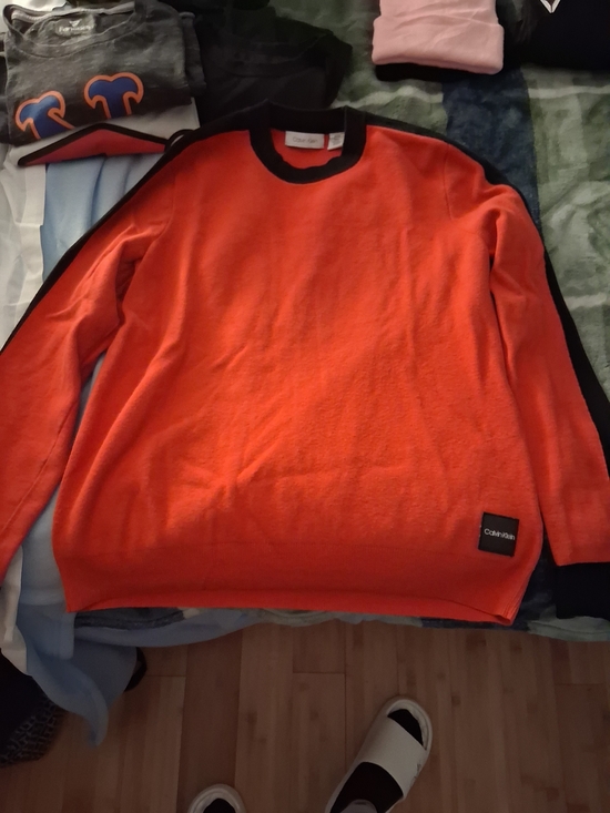 Calvin Klein Other - Calvin Klein Orange Crewneck Sweater with Black Trim
